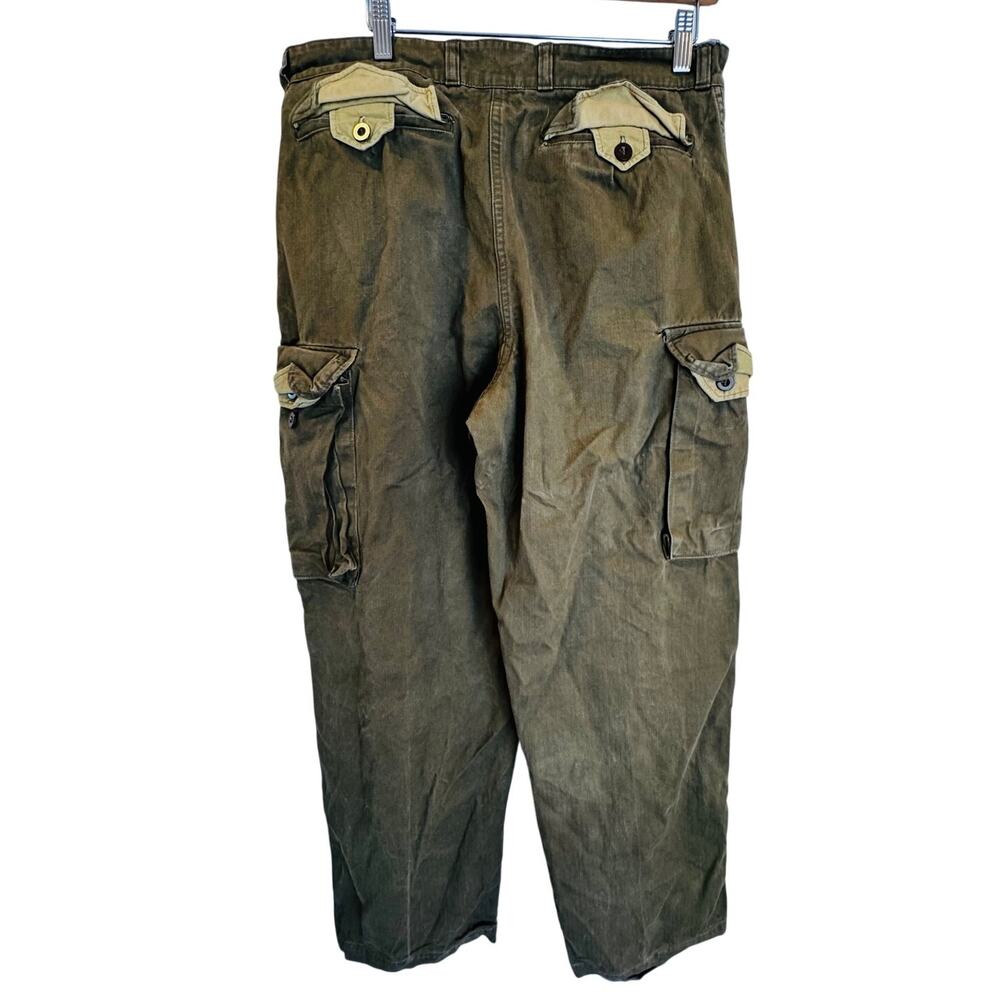 Vintage Military Cargo Tactical Pants Olive Green Mens Sz 33 Brand 43? Loose Fit